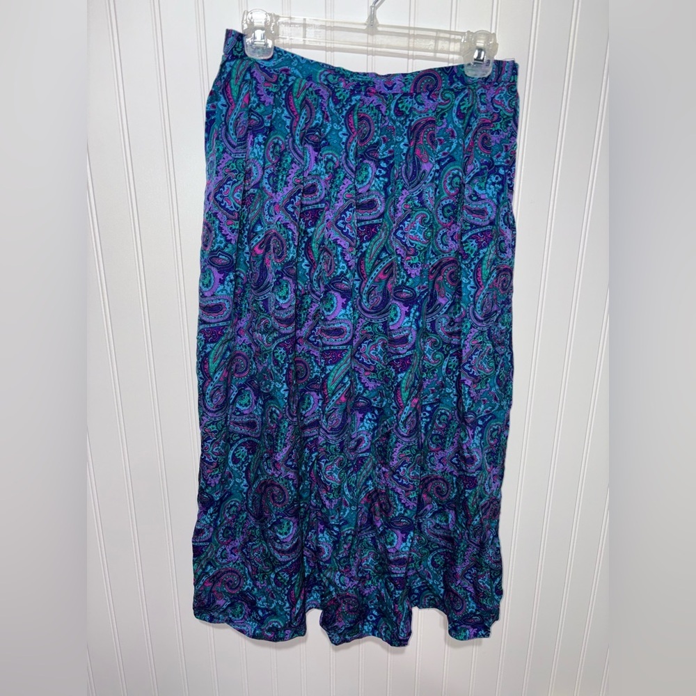 Vintage Paisley 100% Silk Women's Skirt| Size 12